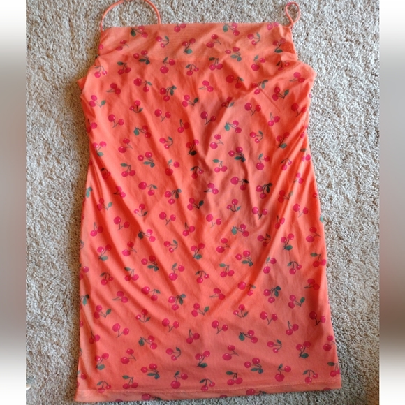 Asos Cherry Mesh Cowl Dress Size US 14 NWOT - Picture 6 of 15